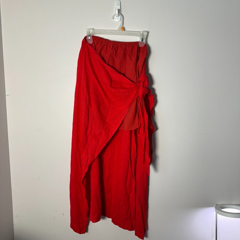 EUC Magnolia Boutique Womens Red Long Short Skirt Large L